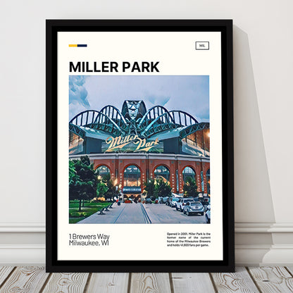 Miller Park Print, Milwaukee Brewers Stadium Canvas Art, Man Cave Gift, Floating Framed Canvas Print Wall Art