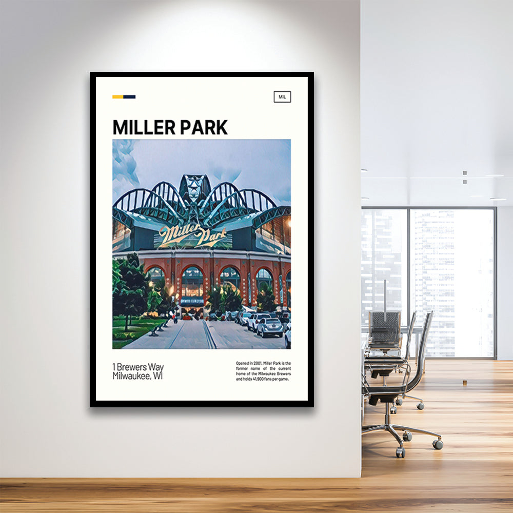 Miller Park Print, Milwaukee Brewers Stadium Art, Gifts for him, Sport Art, Framed Art Print Wall Decor