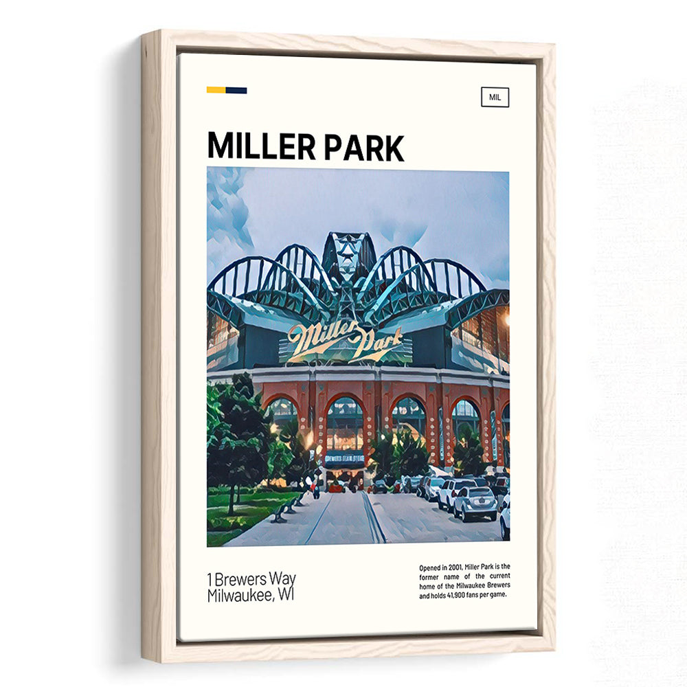 Miller Park Print, Milwaukee Brewers Stadium Canvas Art, Man Cave Gift, Floating Framed Canvas Print Wall Art