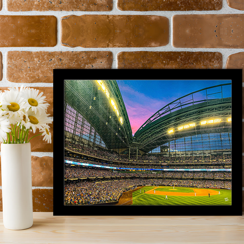Miller Park Stadium, Stadium Canvas, Sport Art, Gift for him, Framed Art Print Wall Decor, Picture Framed