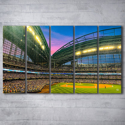 Miller Park Stadium, Stadium Canvas, Sport Art, 5 Panel B, Extra Large Canvas, Canvas Print Wall Art