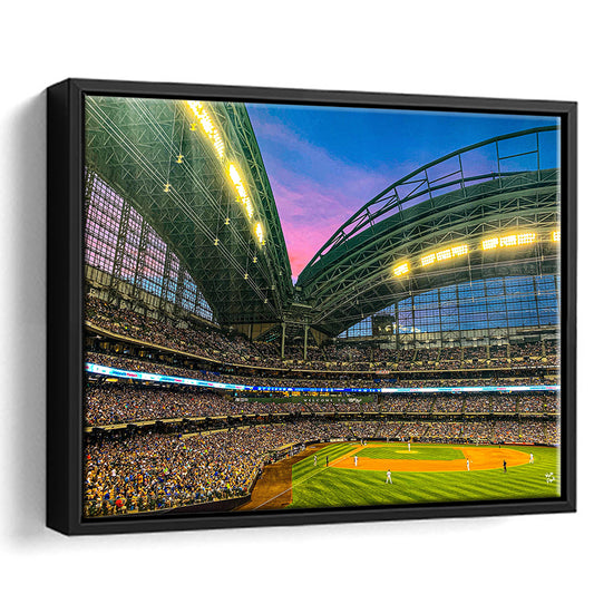 Miller Park Stadium, Stadium Canvas, Sport Art, Framed Canvas Print Wall Art, Floating Frame