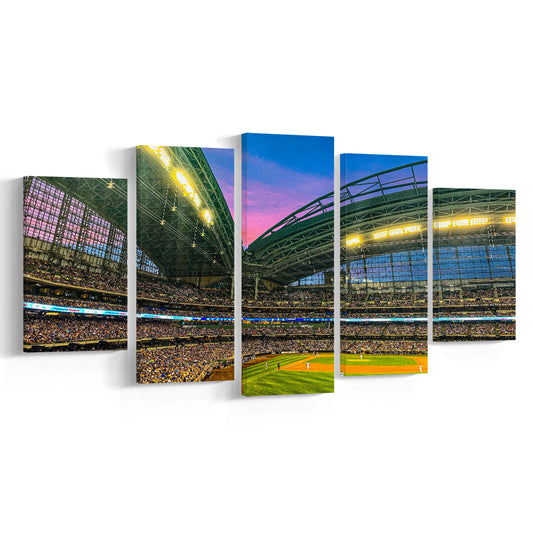 Miller Park Stadium, Stadium Canvas, Sport Art, Gift for him, 5 Panel, Large Canvas, Canvas Print Wall Art