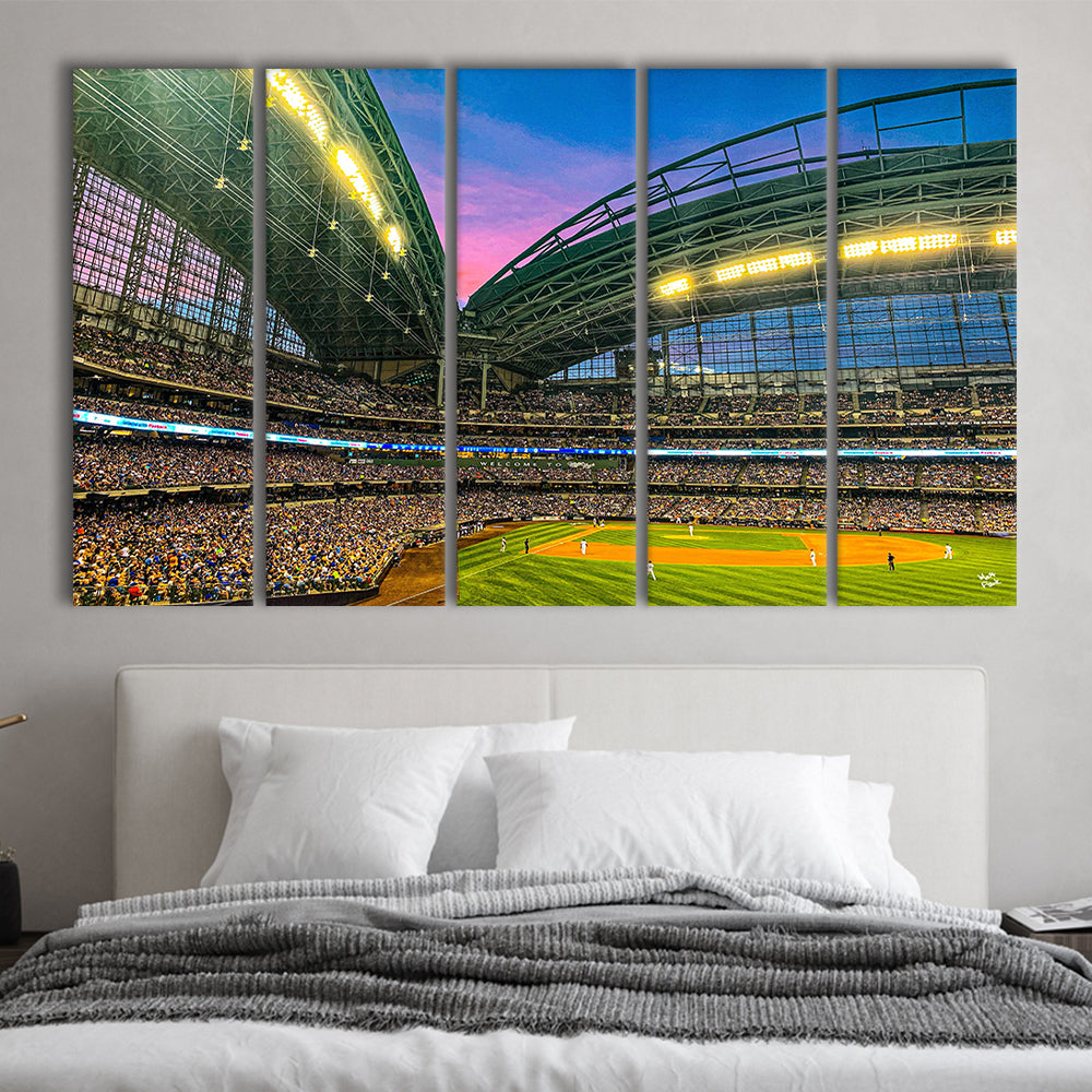 Miller Park Stadium, Stadium Canvas, Sport Art, 5 Panel B, Extra Large Canvas, Canvas Print Wall Art