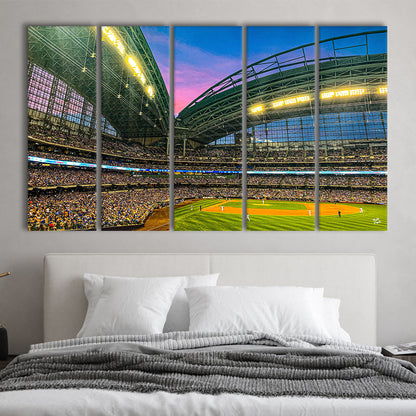 Miller Park Stadium, Stadium Canvas, Sport Art, 5 Panel B, Extra Large Canvas, Canvas Print Wall Art