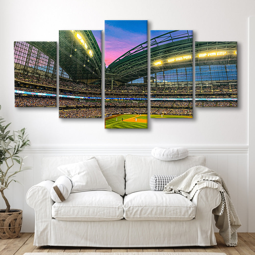 Miller Park Stadium, Stadium Canvas, Sport Art, Gift for him, 5 Panel, Large Canvas, Canvas Print Wall Art