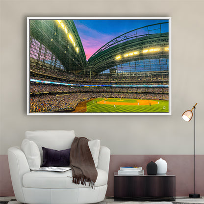 Miller Park Stadium, Stadium Canvas, Sport Art, Framed Canvas Print Wall Art, Floating Frame