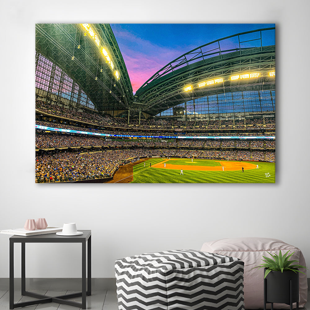 Miller Park Stadium, Stadium Canvas, Sport Art, Gift for him, Man Cave Decor, Art Print, Canvas Print Wall Art