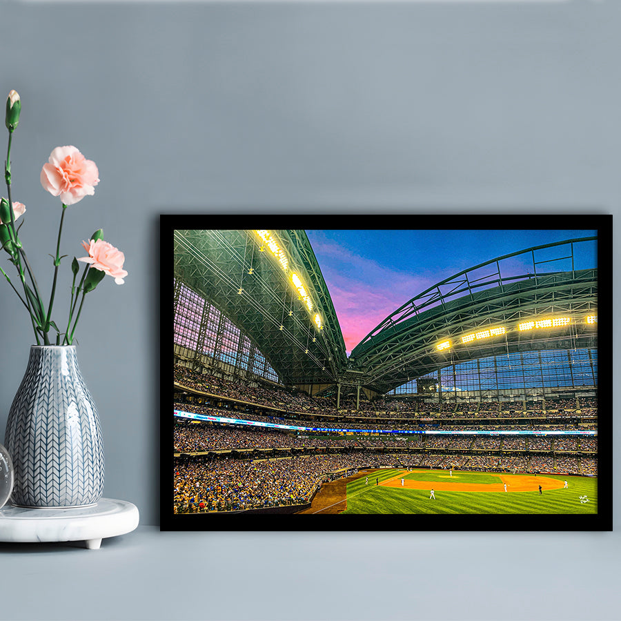 Miller Park Stadium, Stadium Canvas, Sport Art, Gift for him, Framed Art Print Wall Decor, Picture Framed