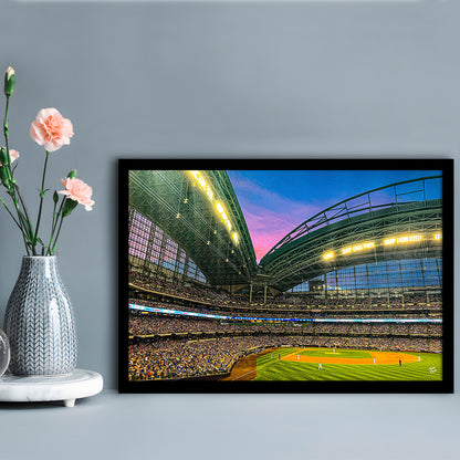 Miller Park Stadium, Stadium Canvas, Sport Art, Gift for him, Framed Art Print Wall Decor, Picture Framed