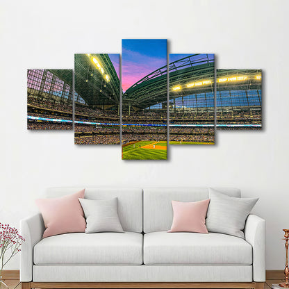 Miller Park Stadium, Stadium Canvas, Sport Art, Gift for him, 5 Panel, Large Canvas, Canvas Print Wall Art