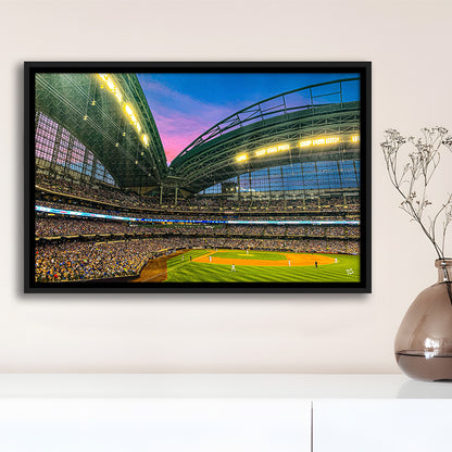 Miller Park Stadium, Stadium Canvas, Sport Art, Framed Canvas Print Wall Art, Floating Frame