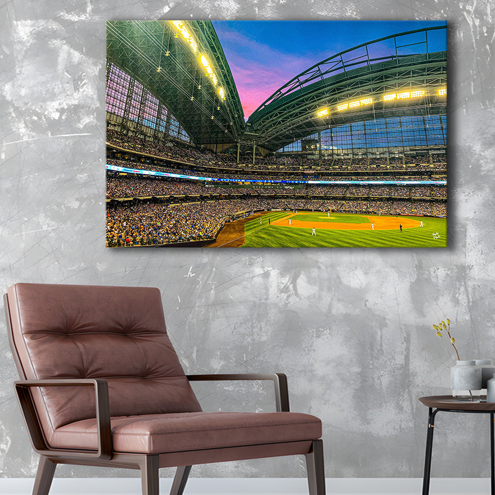 Miller Park Stadium, Stadium Canvas, Sport Art, Gift for him, Man Cave Decor, Art Print, Canvas Print Wall Art