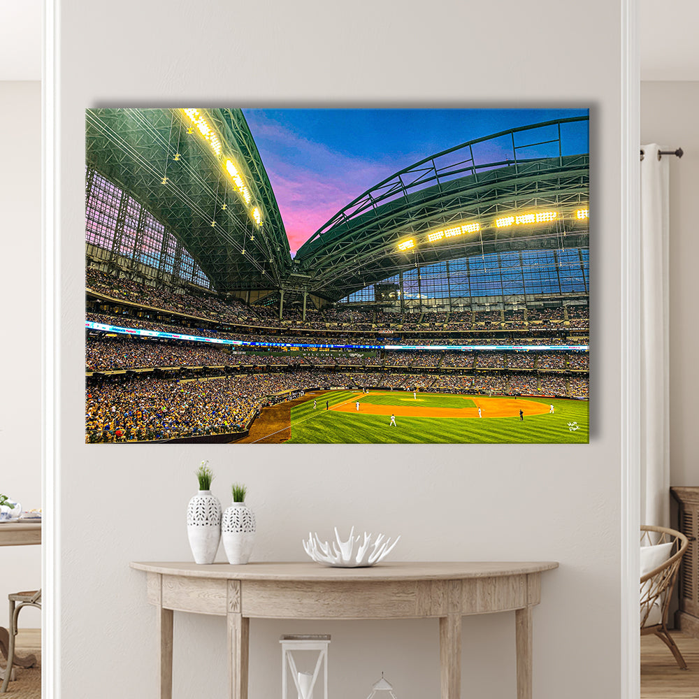 Miller Park Stadium, Stadium Canvas, Sport Art, Gift for him, Man Cave Decor, Art Print, Canvas Print Wall Art