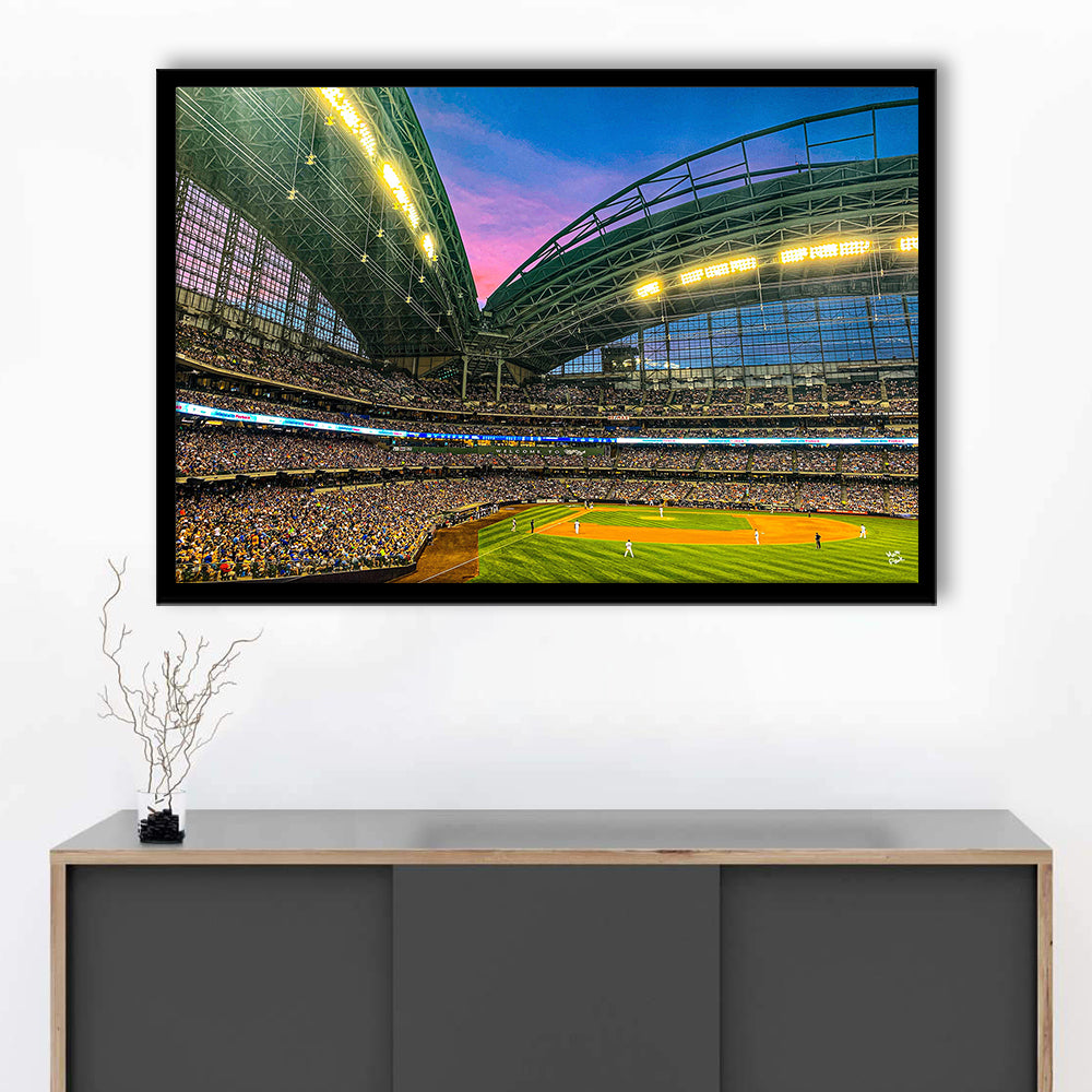 Miller Park Stadium, Stadium Canvas, Sport Art, Gift for him, Framed Art Print Wall Decor, Picture Framed