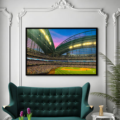 Miller Park Stadium, Stadium Canvas, Sport Art, Gift for him, Framed Art Print Wall Decor, Picture Framed