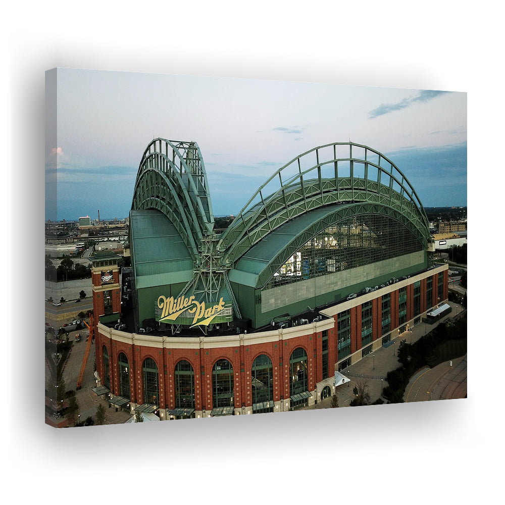 Miller Park Stadium in Milwaukee, Stadium Canvas, Sport Art, Gift for him, Man Cave Decor, Art Print, Canvas Print Wall Art