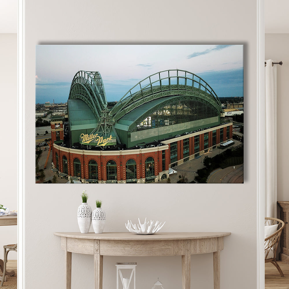 Miller Park Stadium in Milwaukee, Stadium Canvas, Sport Art, Gift for him, Man Cave Decor, Art Print, Canvas Print Wall Art