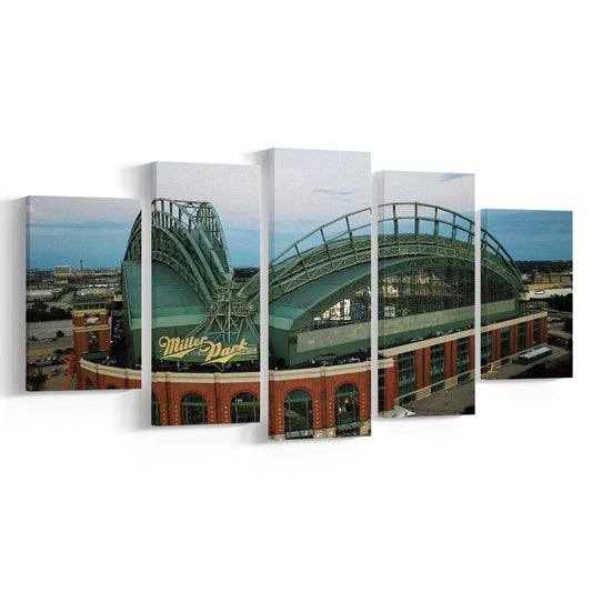 Miller Park Stadium in Milwaukee, Stadium Canvas, Sport Art, Gift for him, 5 Panel, Large Canvas, Canvas Print Wall Art