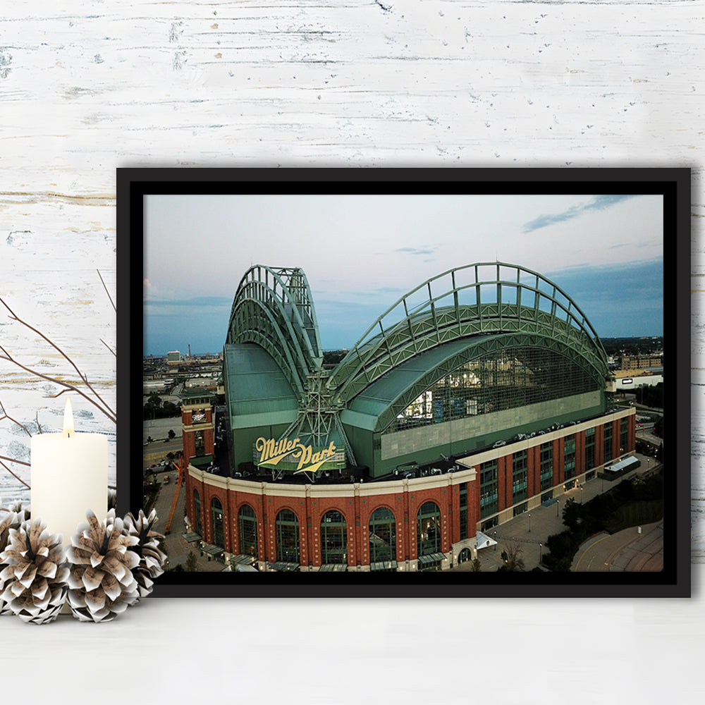 Miller Park Stadium in Milwaukee, Stadium Canvas, Sport Art, Framed Canvas Print Wall Art, Floating Frame