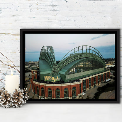 Miller Park Stadium in Milwaukee, Stadium Canvas, Sport Art, Framed Canvas Print Wall Art, Floating Frame