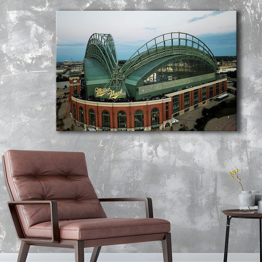 Miller Park Stadium in Milwaukee, Stadium Canvas, Sport Art, Gift for him, Man Cave Decor, Art Print, Canvas Print Wall Art