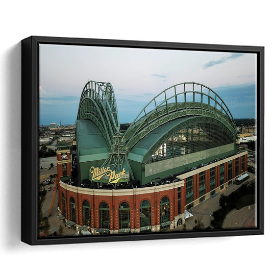 Miller Park Stadium in Milwaukee, Stadium Canvas, Sport Art, Framed Canvas Print Wall Art, Floating Frame