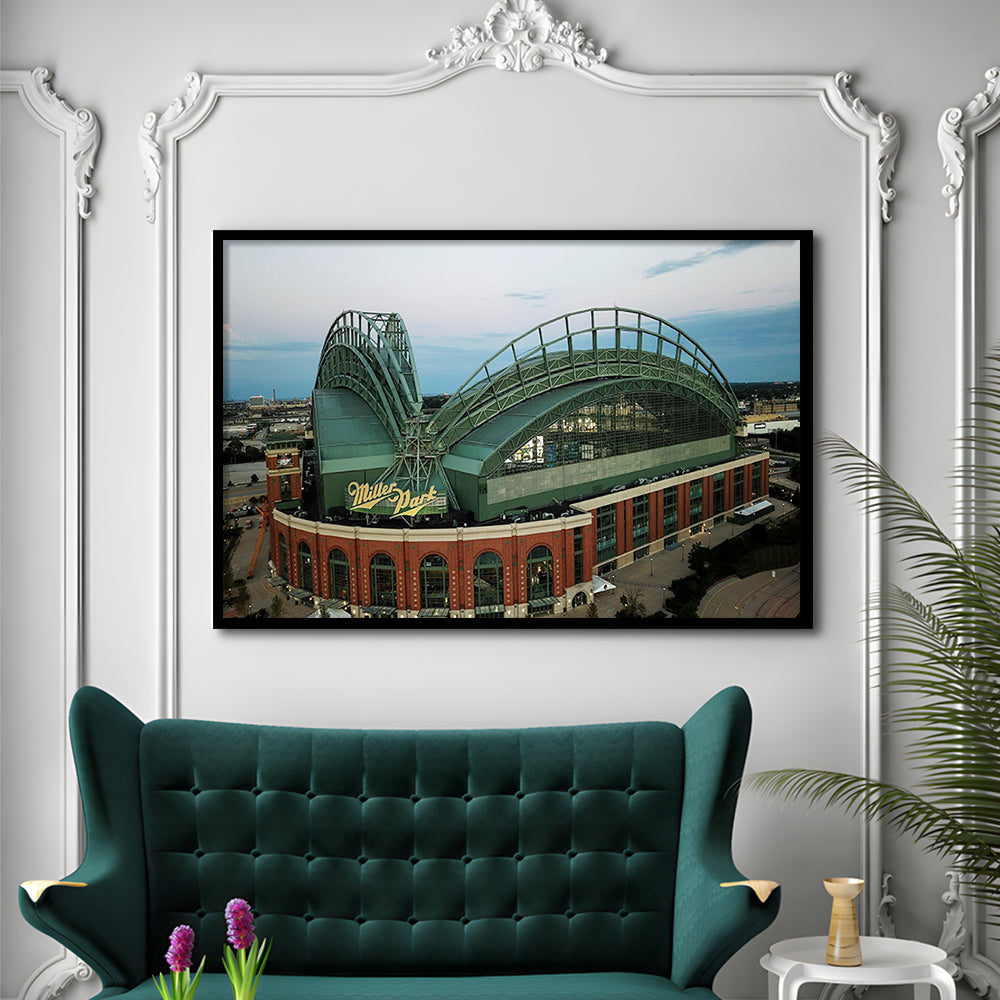 Miller Park Stadium in Milwaukee, Stadium Canvas, Sport Art, Gift for him, Framed Art Print Wall Decor, Picture Framed