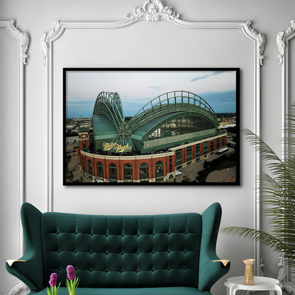 Miller Park Stadium in Milwaukee, Stadium Canvas, Sport Art, Gift for him, Framed Art Print Wall Decor, Picture Framed