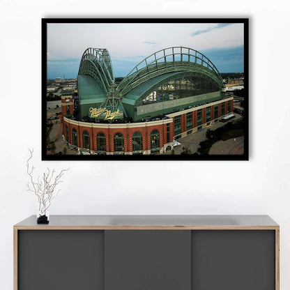 Miller Park Stadium in Milwaukee, Stadium Canvas, Sport Art, Gift for him, Framed Art Print Wall Decor, Picture Framed