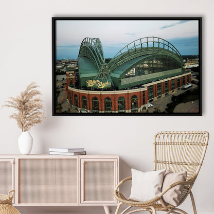 Miller Park Stadium in Milwaukee, Stadium Canvas, Sport Art, Framed Canvas Print Wall Art, Floating Frame
