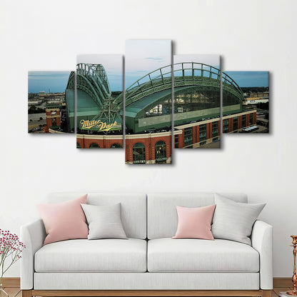 Miller Park Stadium in Milwaukee, Stadium Canvas, Sport Art, Gift for him, 5 Panel, Large Canvas, Canvas Print Wall Art