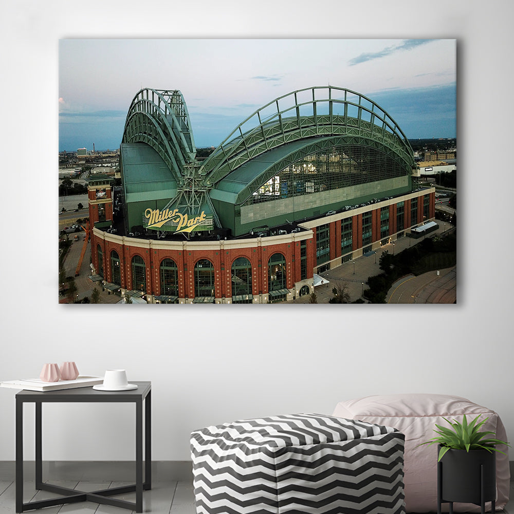 Miller Park Stadium in Milwaukee, Stadium Canvas, Sport Art, Gift for him, Man Cave Decor, Art Print, Canvas Print Wall Art