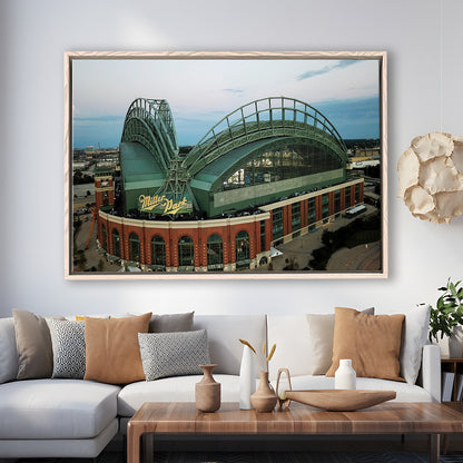 Miller Park Stadium in Milwaukee, Stadium Canvas, Sport Art, Framed Canvas Print Wall Art, Floating Frame