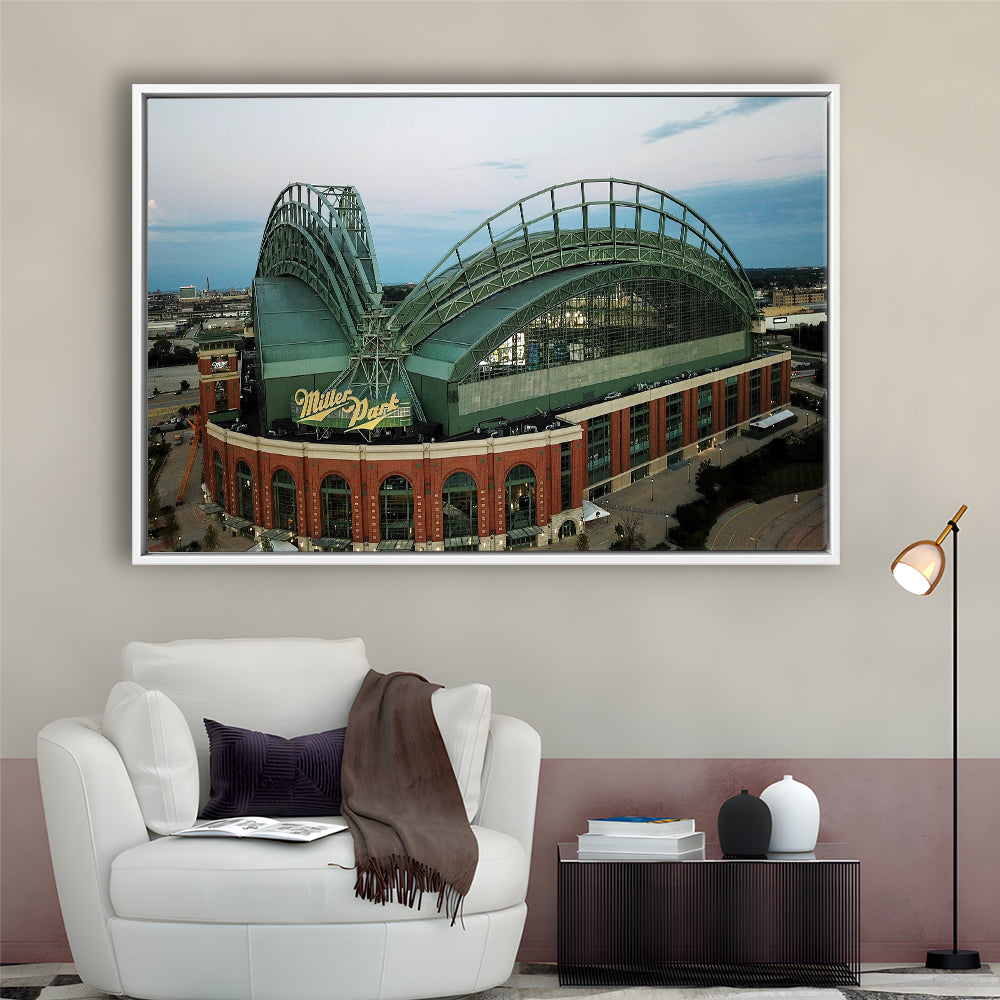Miller Park Stadium in Milwaukee, Stadium Canvas, Sport Art, Framed Canvas Print Wall Art, Floating Frame