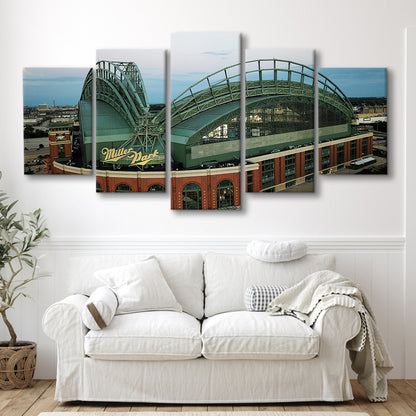 Miller Park Stadium in Milwaukee, Stadium Canvas, Sport Art, Gift for him, 5 Panel, Large Canvas, Canvas Print Wall Art
