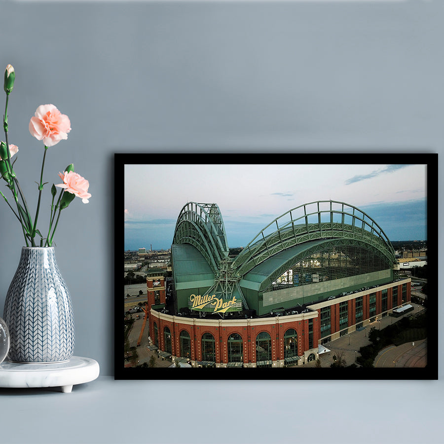 Miller Park Stadium in Milwaukee, Stadium Canvas, Sport Art, Gift for him, Framed Art Print Wall Decor, Picture Framed