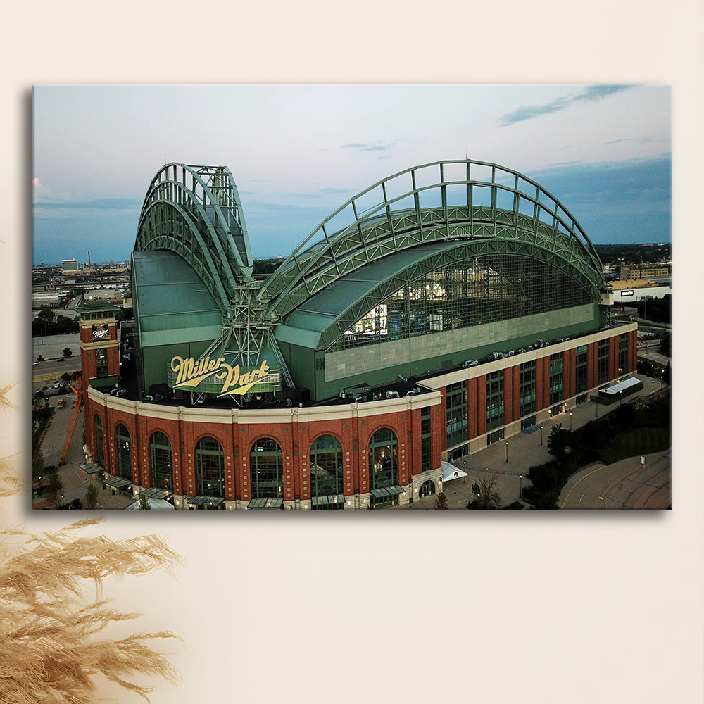 Miller Park Stadium in Milwaukee, Stadium Canvas, Sport Art, Gift for him, Man Cave Decor, Art Print, Canvas Print Wall Art
