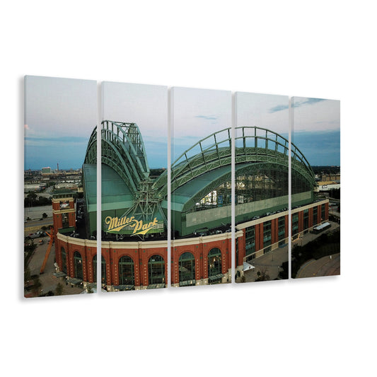 Miller Park Stadium in Milwaukee, Stadium Canvas, Sport Art, 5 Panel B, Extra Large Canvas, Canvas Print Wall Art