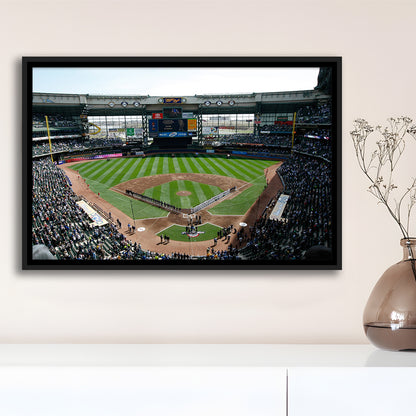 Miller Park at Bleacher View, Stadium Canvas, Sport Art, Framed Canvas Print Wall Art, Floating Frame