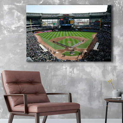 Miller Park at Bleacher View, Stadium Canvas, Sport Art, Gift for him, Man Cave Decor, Art Print, Canvas Print Wall Art