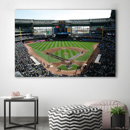 Miller Park at Bleacher View, Stadium Canvas, Sport Art, Gift for him, Man Cave Decor, Art Print, Canvas Print Wall Art