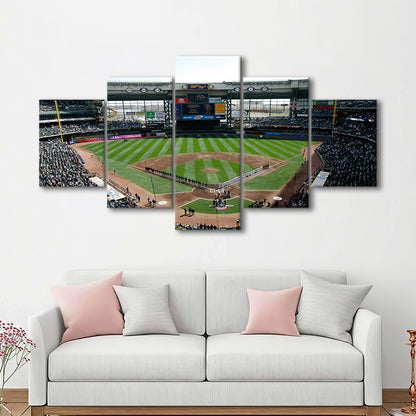 Miller Park at Bleacher View, Stadium Canvas, Sport Art, Gift for him, 5 Panel, Large Canvas, Canvas Print Wall Art