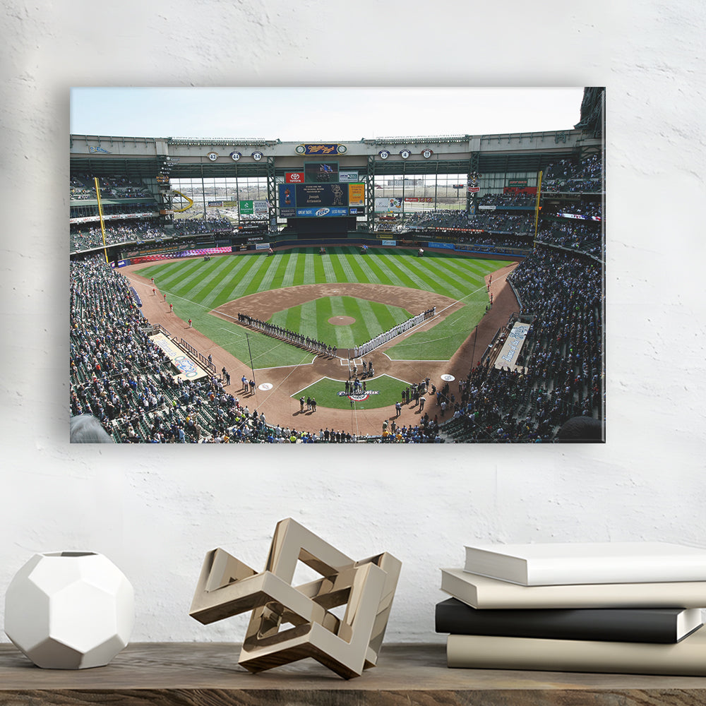 Miller Park at Bleacher View, Stadium Canvas, Sport Art, Gift for him, Man Cave Decor, Art Print, Canvas Print Wall Art