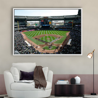 Miller Park at Bleacher View, Stadium Canvas, Sport Art, Framed Canvas Print Wall Art, Floating Frame
