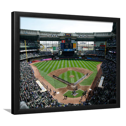 Miller Park at Bleacher View, Stadium Canvas, Sport Art, Gift for him, Framed Art Print Wall Decor, Picture Framed