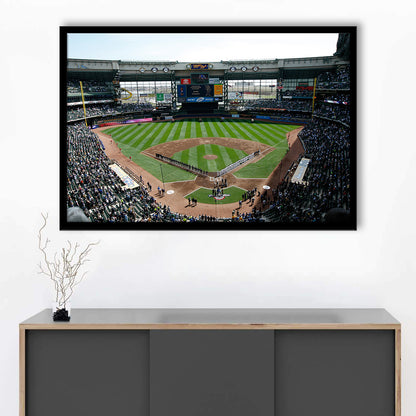 Miller Park at Bleacher View, Stadium Canvas, Sport Art, Gift for him, Framed Art Print Wall Decor, Picture Framed