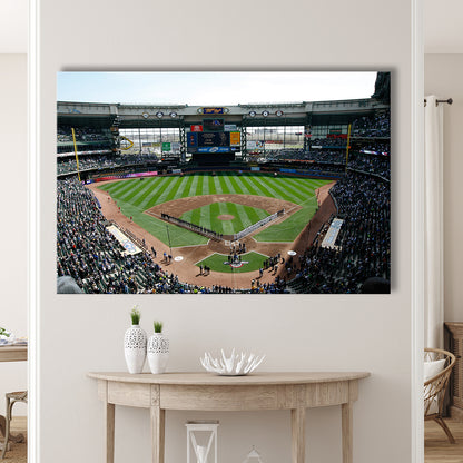 Miller Park at Bleacher View, Stadium Canvas, Sport Art, Gift for him, Man Cave Decor, Art Print, Canvas Print Wall Art
