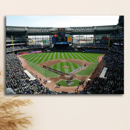 Miller Park at Bleacher View, Stadium Canvas, Sport Art, Gift for him, Man Cave Decor, Art Print, Canvas Print Wall Art