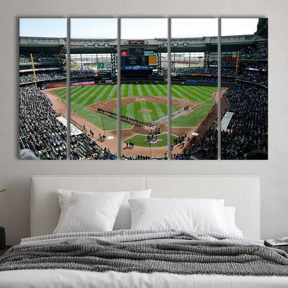 Miller Park at Bleacher View, Stadium Canvas, Sport Art, 5 Panel B, Extra Large Canvas, Canvas Print Wall Art